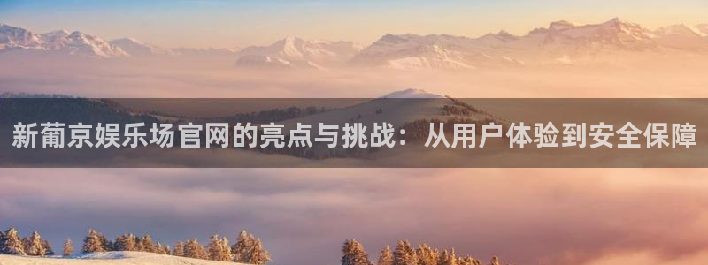 恒行5：新葡京娱乐场官网的亮点与挑战：从用户体验到安全保障
